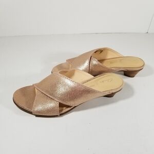 Clarks Sandals Women's 7M Mena Island Nude Pink Rose Chair Leather Round Heel